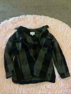 Plaid Shacket Jacket in Green and Black